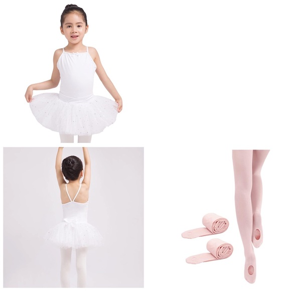 Other - NEW white sparkle ballet tutu and 2 pink tights 5